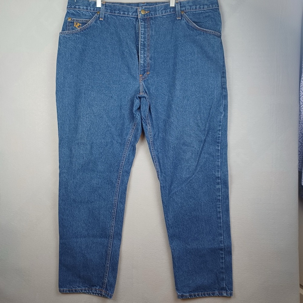 DIAMOND GUSSET Denim Blue Jeans 44X32 Five Pockets 100% MADE IN USA Easy Fit